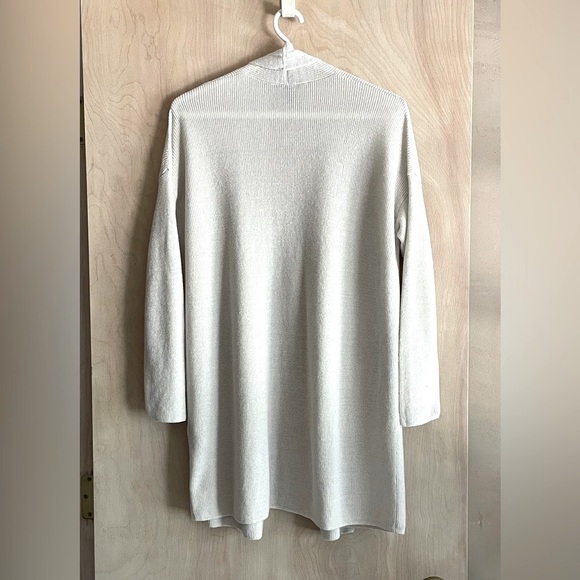Eileen Fisher Organic Linen Cotton Beige Longline Sm Cardigan Sweater - Picture 2 of 9
